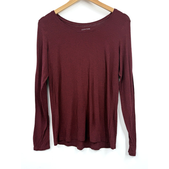 Eileen Fisher Top Womens Crewneck Pullover Long Sleeve Red Size Medium‎ - Picture 1 of 9